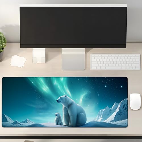 Turamurra Eisbär-Gaming-Mauspad, Geschenkidee, 80 x 30 cm, rutschfeste Gummiunterseite, Mauspads für Computer, Laptop, Schule, Büro, Heimzubehör, Dekoration, Mauspad, Tastatur-Schreibtischunterlage Turamurra Eisbär-Gaming-Mauspad, Geschenkidee, 80 x 30 cm, rutschfeste Gummiunterseite, Mauspads für Computer, Laptop, Schule, Büro, Heimzubehör, Dekoration, Mauspad, Tastatur-Schreibtischunterlage von Turamurra