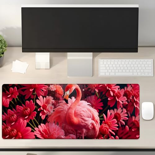 Turamurra Flamingo Gaming-Mauspad, Geschenkidee, 80 x 30 cm, rutschfeste Gummiunterseite, Mauspads für Computer, Laptop, Schule, Büro, Heimzubehör, Dekoration, Mauspad, Tastatur-Schreibtischunterlage von Turamurra