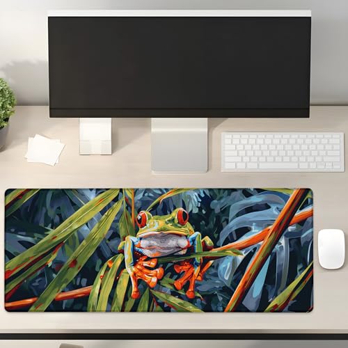 Turamurra Gaming-Mauspad mit Dschungelfrosch-Motiv, Geschenkidee, 80 x 30 cm, rutschfeste Gummiunterseite, Mauspads für Computer, Laptop, Schule, Büro, Heimzubehör, Dekoration, Mauspad Turamurra Gaming-Mauspad mit Dschungelfrosch-Motiv, Geschenkidee, 80 x 30 cm, rutschfeste Gummiunterseite, Mauspads für Computer, Laptop, Schule, Büro, Heimzubehör, Dekoration, Mauspad von Turamurra