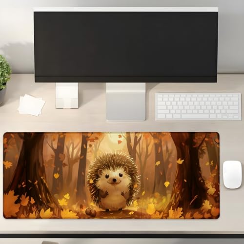 Turamurra Gaming-Mauspad mit Herbstwald-Igel, 80 x 30 cm, rutschfeste Gummiunterseite, Mauspads für Computer, Laptop, Schule, Büro, Heimzubehör, Dekoration, Mauspad, Tastatur-Schreibtischunterlage Turamurra Gaming-Mauspad mit Herbstwald-Igel, 80 x 30 cm, rutschfeste Gummiunterseite, Mauspads für Computer, Laptop, Schule, Büro, Heimzubehör, Dekoration, Mauspad, Tastatur-Schreibtischunterlage von Turamurra