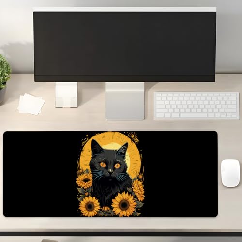 Turamurra Gaming-Mauspad mit schwarzer Katze, Geschenkidee, 80 x 30 cm, rutschfeste Gummiunterseite, Mauspads für Computer, Laptop, Schule, Büro, Heimzubehör, Dekoration, Mauspad Turamurra Gaming-Mauspad mit schwarzer Katze, Geschenkidee, 80 x 30 cm, rutschfeste Gummiunterseite, Mauspads für Computer, Laptop, Schule, Büro, Heimzubehör, Dekoration, Mauspad von Turamurra