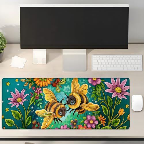 Turamurra Garden Bees Gaming-Mauspad, Geschenke, 80 x 30 cm, rutschfeste Gummiunterseite, Mauspads für Computer, Laptop, Schule, Büro, Zuhause, Dekoration, Mauspad, Tastatur-Schreibtischunterlage Turamurra Garden Bees Gaming-Mauspad, Geschenke, 80 x 30 cm, rutschfeste Gummiunterseite, Mauspads für Computer, Laptop, Schule, Büro, Zuhause, Dekoration, Mauspad, Tastatur-Schreibtischunterlage von Turamurra
