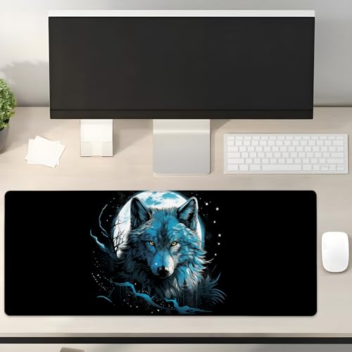 Turamurra Moonlit Wolf Gaming-Mauspad, Geschenke, 80 x 30 cm, rutschfeste Gummiunterseite, Mauspads für Computer, Laptop, Schule, Büro, Heimzubehör, Dekoration, Mauspad, Tastatur-Schreibtischunterlage Turamurra Moonlit Wolf Gaming-Mauspad, Geschenke, 80 x 30 cm, rutschfeste Gummiunterseite, Mauspads für Computer, Laptop, Schule, Büro, Heimzubehör, Dekoration, Mauspad, Tastatur-Schreibtischunterlage von Turamurra