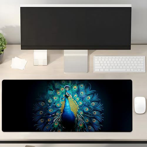 Turamurra Peacock Gaming-Mauspad, Geschenke, 80 x 30 cm, rutschfeste Gummiunterseite, Mauspads für Computer, Laptop, Schule, Büro, Heimzubehör, Dekoration, Mauspad, Tastatur-Schreibtischunterlage Turamurra Peacock Gaming-Mauspad, Geschenke, 80 x 30 cm, rutschfeste Gummiunterseite, Mauspads für Computer, Laptop, Schule, Büro, Heimzubehör, Dekoration, Mauspad, Tastatur-Schreibtischunterlage von Turamurra