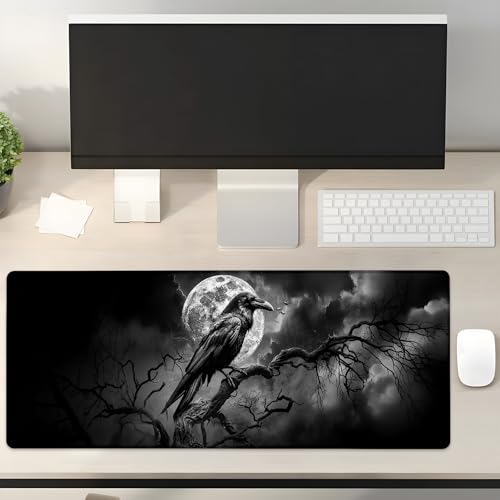Turamurra Raven Gothic Gaming-Mauspad, Geschenkidee, 80 x 30 cm, rutschfeste Gummiunterseite, Mauspads für Computer, Laptop, Schule, Büro, Heimzubehör, Dekoration, Mauspad Turamurra Raven Gothic Gaming-Mauspad, Geschenkidee, 80 x 30 cm, rutschfeste Gummiunterseite, Mauspads für Computer, Laptop, Schule, Büro, Heimzubehör, Dekoration, Mauspad von Turamurra