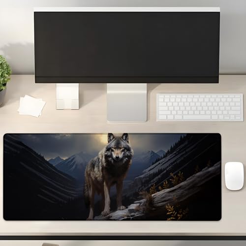 Turamurra Wolf Gaming-Mauspad, Geschenkidee, 80 x 30 cm, rutschfeste Gummiunterseite, Mauspads für Computer, Laptop, Schule, Büro, Zuhause, Dekoration, Mauspad, Tastatur-Schreibtischunterlage Turamurra Wolf Gaming-Mauspad, Geschenkidee, 80 x 30 cm, rutschfeste Gummiunterseite, Mauspads für Computer, Laptop, Schule, Büro, Zuhause, Dekoration, Mauspad, Tastatur-Schreibtischunterlage von Turamurra