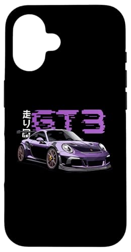 Hülle für iPhone 16 Lila GT3 RS Tokyo Glitch Retro JDM Japanische Kunst Auto Tuning von TurboForge Co. - JDM Japanese Car Art