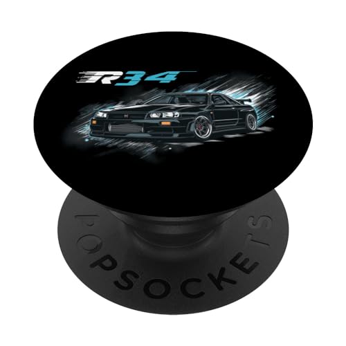 JDM Tokyo Japan Drift Glitch Art R34 Japanisches Drift Auto PopSockets mit austauschbarem PopGrip von TurboForge Co. - JDM Japanese Car Art