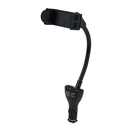 TURBOCAR - Kfz-Halterung für Smartphone – 2 USB-Ports – Universal-Halterung für Smartphone – Ladegerät mit 2 USB-Ports – Breite bis zu 8 cm – verstellbar – Befestigung an Zigarettenanzünderbuchse von Turbocar