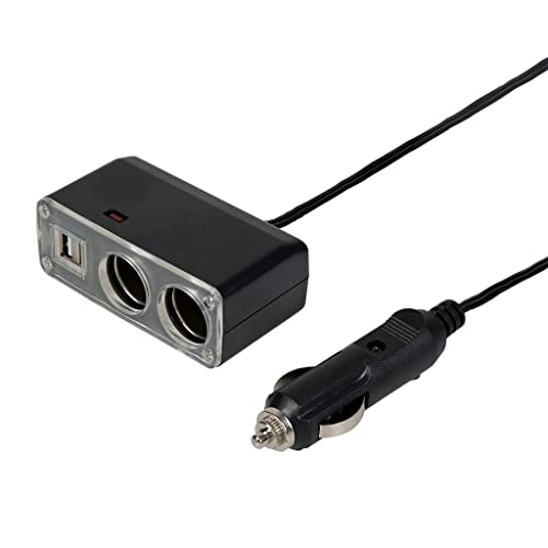 TURBOCAR - Kfz-Ladegerät – Mehrfachsteckdose für Zigarettenanzünder – mit Dual-USB-Port und Dual-Anschluss 12 V – 2 Ports 12 V + 2 USB-Ports 5 V 1000 mA – Länge: 1,25 m – zum Aufladen mehrerer Geräte von Turbocar