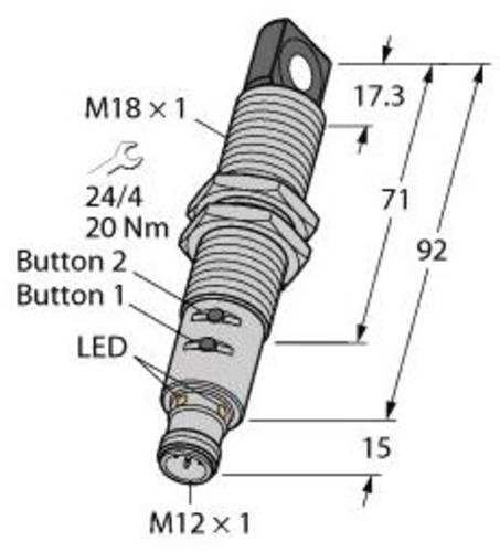 Turck 1610025 Ultraschall-Reflexionstaster RU40U-M18ES-LIU2PN8X2T-H1151 PNP, NPN 1St. von Turck