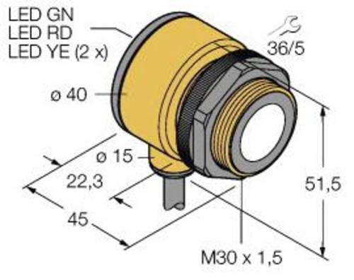 Turck 3055546 Ultraschall-Reflexionstaster T30UDPA W/30 PNP, Schließer 1St. von Turck