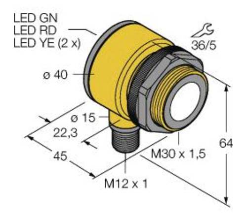 Turck 3080460 Ultraschall-Reflexionstaster T30UXDCQ8 PNP, Schließer 1St. von Turck