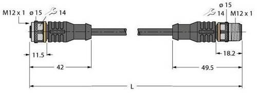 Turck 6625003 Sensor-/Aktor-Steckverbinder, konfektioniert 1.50m Polzahl: 3 1St. von Turck