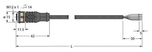 Turck 6625013 Sensor-/Aktor-Anschlussleitung 2m Polzahl: 4 1St. von Turck