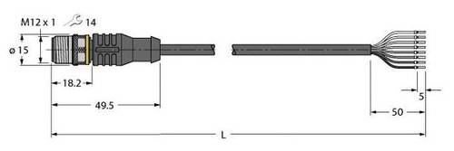 Turck 6625138 Sensor-/Aktor-Anschlussleitung 10m Polzahl: 8 1St. von Turck