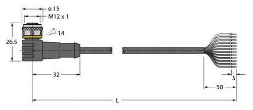 Turck 6625331 Sensor-/Aktor-Anschlussleitung 5m Polzahl: 12 1St. von Turck