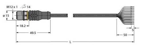 Turck 6625334 Sensor-/Aktor-Anschlussleitung 5m Polzahl: 12 1St. von Turck