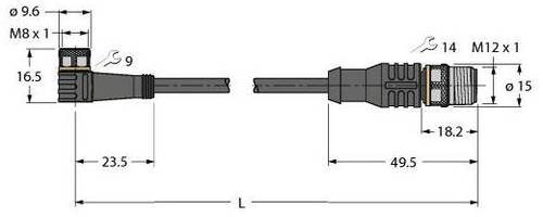 Turck 6625809 Sensor-/Aktor-Steckverbinder, konfektioniert 0.50m Polzahl: 3 1St. von Turck