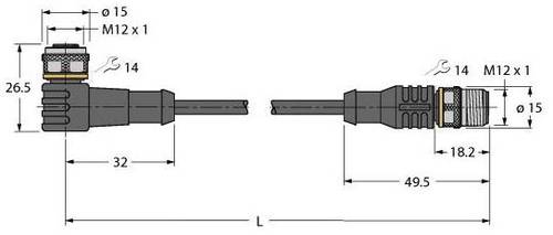 Turck 6626028 Sensor-/Aktor-Steckverbinder, konfektioniert 0.60m Polzahl: 4 1St. von Turck