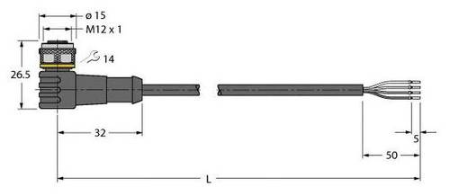 Turck 6626179 Sensor-/Aktor-Anschlussleitung 5m Polzahl: 4 1St. von Turck