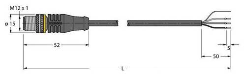Turck 6626300 Sensor-/Aktor-Anschlussleitung 5m Polzahl: 3 1St. von Turck
