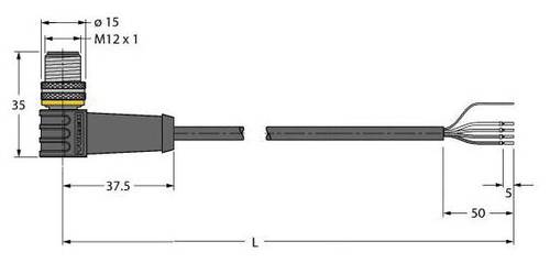 Turck 6626343 Sensor-/Aktor-Anschlussleitung 5m Polzahl: 4 1St. von Turck