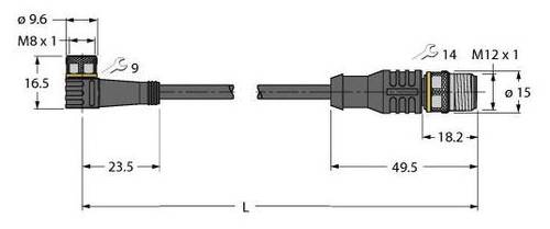 Turck 6626514 Sensor-/Aktor-Steckverbinder, konfektioniert 0.30m Polzahl: 3 1St. von Turck