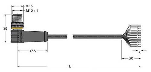 Turck 6626914 Sensor-/Aktor-Anschlussleitung 2m Polzahl: 12 1St. von Turck