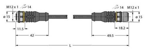 Turck 6629636 Sensor-/Aktor-Steckverbinder, konfektioniert 0.60m Polzahl: 3 1St. von Turck