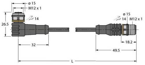 Turck 6632060 Sensor-/Aktor-Steckverbinder, konfektioniert 1m Polzahl: 5 1St. von Turck