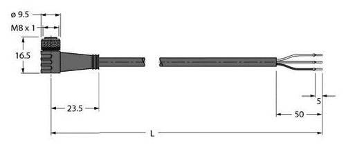 Turck 8036099 Sensor-/Aktor-Anschlussleitung 5m Polzahl: 3 1St. von Turck