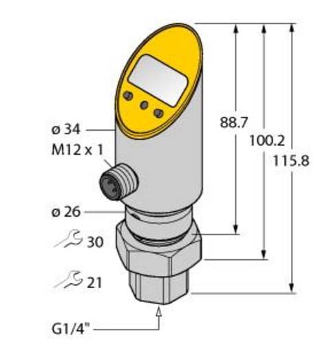 Turck Druckschalter 1 St. PS025V-501-LI2UPN8X- H1141/3GD -1 bar bis 25 bar von Turck