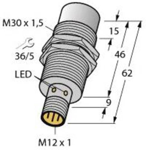 Turck Induktiver Sensor nicht bündig PNP, Wechsler NI30U-EM30WD-VP6X-H1141 von Turck