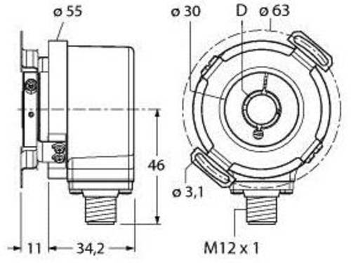 Turck Inkremental Drehgeber 1 St. REI-12H15E-4B1000-H1181 Optisch von Turck