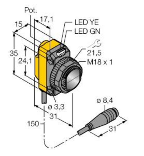 Turck Reflexions-Lichttaster QS18VP6FF100Q 3071885 1St. von Turck