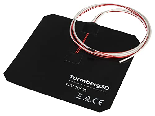 Turmberg3D - Schwarze Silikonheizmatte für 3D Drucker, kompatibel zB mit Anycubic i3 Mega (Variante A, 12V 160W) von Turmberg3D