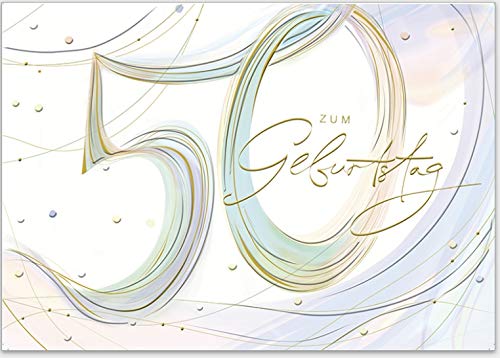 Elegante Glückwunschkarte zum 50. Geburtstag, für Sie und Ihn - hochwertige Grußkarte von Turnowsky zum Aufklappen mit Umschlag von Turnowsky