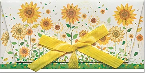 Geschenk-Gutschein mit gelben Sonnenblumen: Gutschein-Karte mit Schleife für persönliche Grüße, original von Turnowsky (est. 1940) von Turnowsky