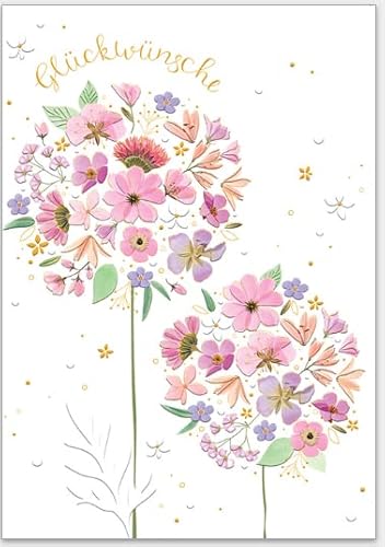 Hochwertige Grußkarte mit schönem Blumenstrauß von Turnowsky. Relief-Klappkarten zum Beschriften mit Umschlag von Turnowsky