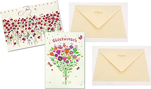 Hochwertige Grußkarten mit Umschlag - für Ihre besonderen Grüße zum Geburtstag und anderen Anlässen (Glückwunsch-Blumen und Mohnwiese) von Turnowsky