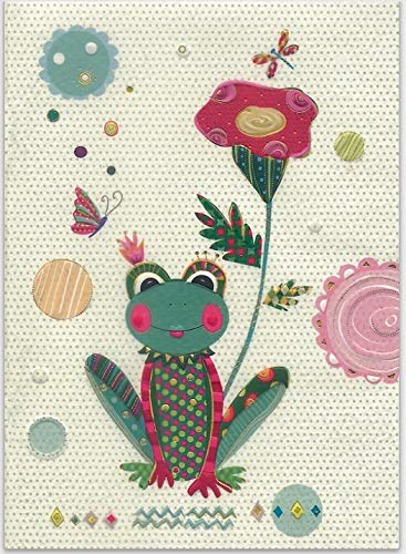 Hochwertiges kleines Notizbuch mit linierten Seiten, 10,5 x 15 cm (Pocketsize, geprägtes Papier, original von Turnowsky (Frosch mit Blume) von Turnowsky