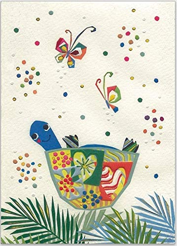 Hochwertiges kleines Notizbuch mit linierten Seiten, 10,5 x 15 cm (Pocketsize, geprägtes Papier, original von Turnowsky (Schildkröte und Schmetterlinge) von Turnowsky