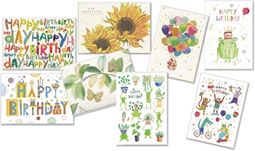 Set aus acht verschiedenen Glückwunschkarten zum Geburtstag (8 Stück) - hochwertige Grußkarten mit Umschlag von Turnowsky von Turnowsky