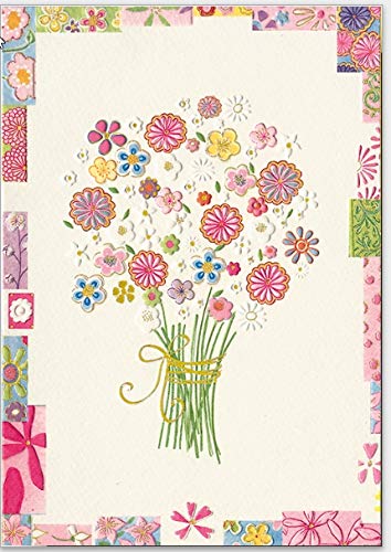 Wunderschöne hochwertige Grußkarte mit Umschlag mit schönem Blumenstrauß für verschiedene Anlässe, geprägtes Reliefpapier (original von Turnowsky, est. 1940) von Turnowsky