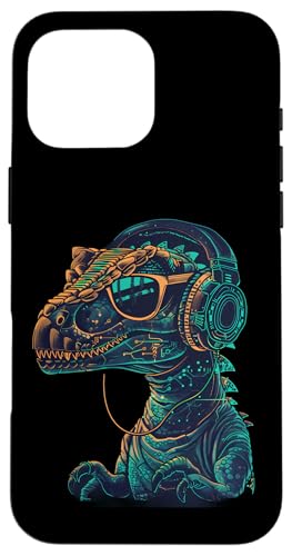 Dinosaurier DJ Musik Kopfhörer Techno DJ T-Rex EDM Dance Club Hülle für iPhone 16 Pro Max Dinosaurier DJ Musik Kopfhörer Techno DJ T-Rex EDM Dance Club Hülle für iPhone 16 Pro Max von Turntable DJ Music Animals