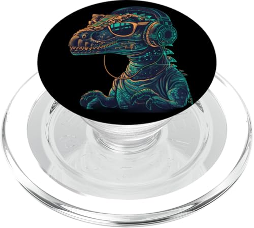 Dinosaurier DJ Musik Kopfhörer Techno DJ T-Rex EDM Dance Club PopSockets PopGrip für MagSafe Dinosaurier DJ Musik Kopfhörer Techno DJ T-Rex EDM Dance Club PopSockets PopGrip für MagSafe von Turntable DJ Music Animals