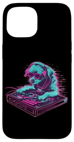 Dog Music DJ Beatmaker Techno Plattenspieler DJ Dog Artwork EDM Hülle für iPhone 15 von Turntable DJ Music Animals