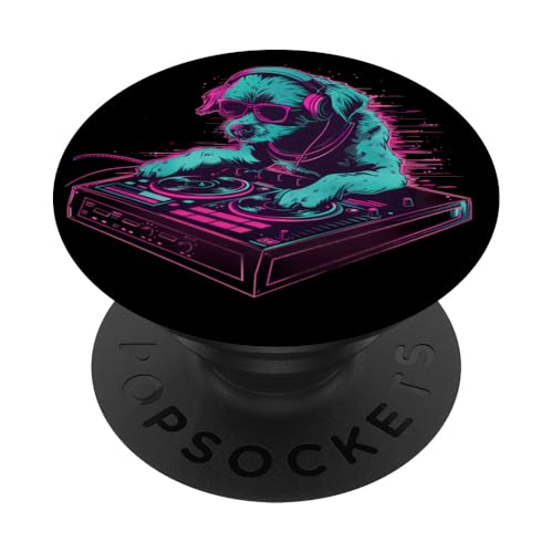 Dog Music DJ Beatmaker Techno Plattenspieler DJ Dog Artwork EDM PopSockets Klebender PopGrip Dog Music DJ Beatmaker Techno Plattenspieler DJ Dog Artwork EDM PopSockets Klebender PopGrip von Turntable DJ Music Animals