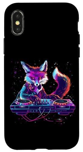 Fox Music DJ Bunte Plattenspieler DJ Fox Techno House Music Hülle für iPhone X/XS von Turntable DJ Music Animals